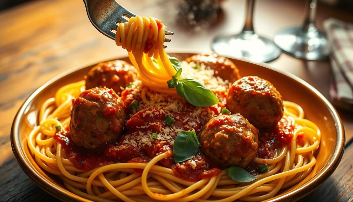Spaghetti and meatballs